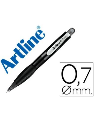 PORTAMINAS ARTLINE RETR.SUJECION CAUCHO TRANSLUCIDO 0.7 MM CUERPO NEG