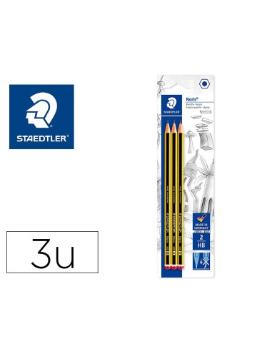 LAPICES GRAFITO STAEDTLER NORIS N.2 HB 3 UD.