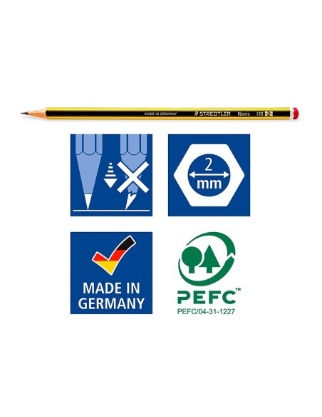LAPICES GRAFITO STAEDTLER NORIS N.2 HB 3 UD.