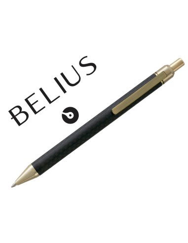 BOLIGRAFO BELIUS POTSDAM NG.DORADO CUERPO FIBRA CARBON TINTA GEL AZ.