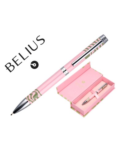 BOLIGRAFO BELIUS DREAMS ROSA VE. MATCHA PLATEADO AZ. CAJA DISEÑO