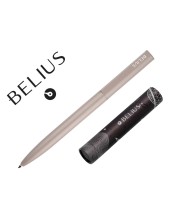 BOLIGRAFO BELIUS ROCKET B AL. MINIMALISTA GRIS AZ. CAJA CILINDRICA