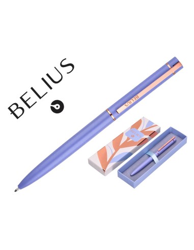 BOLIGRAFO BELIUS ROSE AL.COLOR LAVANDA/ORO ROSA TINTA AZ. CAJA DISEÑO