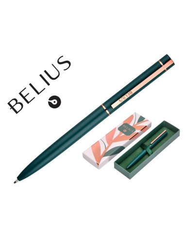 BOLIGRAFO BELIUS ROSE AL.COLOR VE. OLIVA/ORO ROSA AZ. CAJA DISEÑO