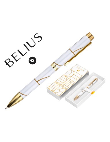 BOLIGRAFO BELIUS CARTE BLANCHE BL.DORADO TINTA AZ. CAJA DISEÑO