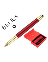 BOLIGRAFO BELIUS SOIREE ART DECO GRANATE DORADO TINTA AZ. CAJA DISEÑO