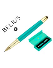 BOLIGRAFO BELIUS SOIREE AL.COLOR ART DECO TURQ.Y GOLD AZ. CAJA DISEÑO