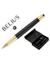 BOLIGRAFO BELIUS PASSION AL.TEXT CEPILLADA NG.Y GOLD AZ. CAJA DISEÑO