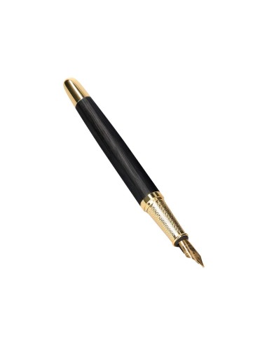 PLUMA CUERO BELIUS PASSION DOR AL.TEXT NG.Y DORADO TINTA AZ.