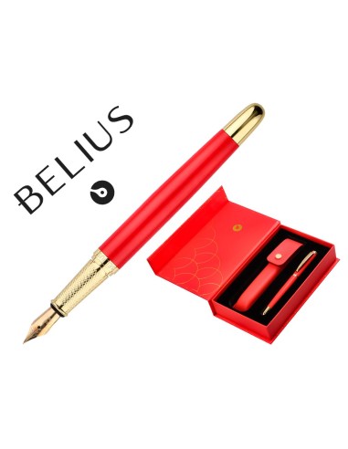 PLUMA CUERO BELIUS PASSION DOR AL.TEXT. RJ. DORADO TINTA AZ.