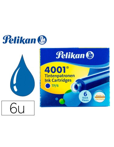 TINTA PLUMAS PELIKAN AZUL REAL CAJA 6 CARTUCHOS