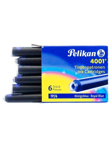 TINTA PLUMAS PELIKAN AZUL REAL CAJA 6 CARTUCHOS