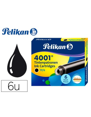 TINTA PLUMAS PELIKAN NEGRA CAJA 6 CARTUCHOS