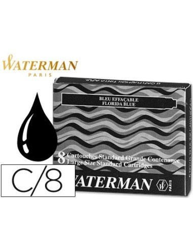 TINTA ESTILOGRAFICA WATERMAN NG.CAJA 8 CARTUCHOS STANDARD LARGOS