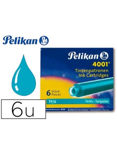 TINTA ESTILOGRAFICA PELIKAN TP6 TURQ.CAJA 6 CARTUCHOS