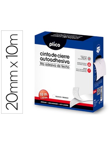 CINTA DE CIERRE ADHESIVA PLICO VELCRO BLANCO 20MM X 10M 13330