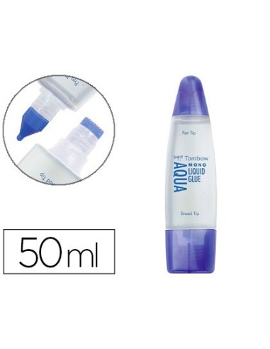 PEGAMENTO COLA LIQUIDA TOMBOW TRANSPARENTE AQUA PERM.2 PUNTAS 50ML