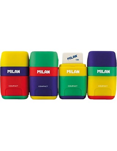 SACAPUNTAS MILAN PLASTICO 2 USOS GOMA COMPACT MIX