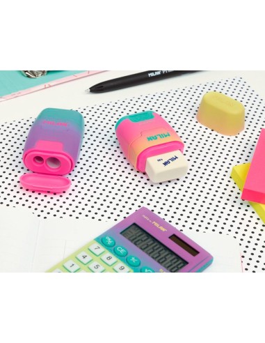 SACAPUNTAS MILAN COMPACT SUNSET PLAST.2 USOS GOMA BORRAR SURT.