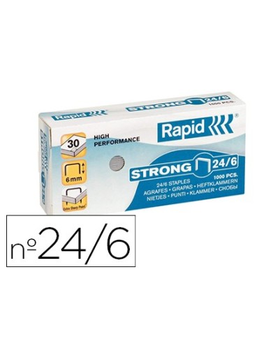 GRAPAS RAPID N 24/6 GALVANIZADAS STRONG CAJA DE 1000 GRAPAS