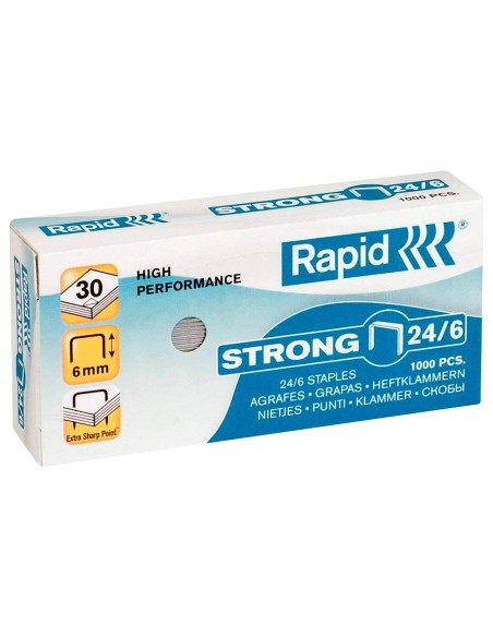 GRAPAS RAPID N 24/6 GALVANIZADAS STRONG CAJA DE 1000 GRAPAS