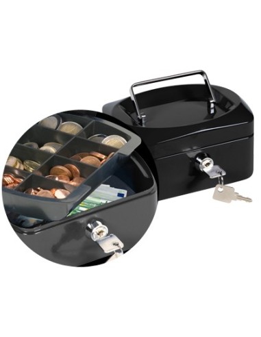 CAJA CAUDALES Q-CON.6" 152X115X80 MM NEGRA C/PORTAMONEDAS