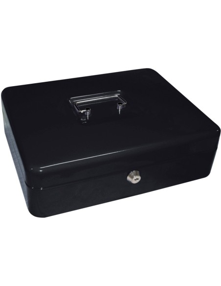 CAJA CAUDALES Q-CON.12" 300X240X90 MM NEGRA C/PORTAMONEDAS