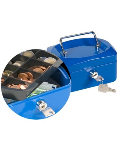 CAJA CAUDALES Q-CON.6" 152X115X80 MM AZUL C/PORTAMONEDAS