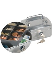 CAJA CAUDALES Q-CON.6" 152X115X80 MM PLATA C/PORTAMONEDAS 2