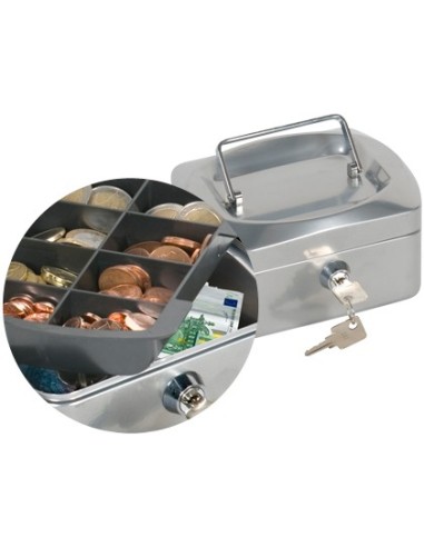 CAJA CAUDALES Q-CON.6" 152X115X80 MM PLATA C/PORTAMONEDAS