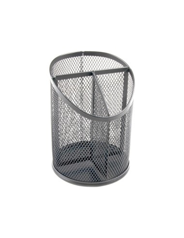 CUBILETE PORTALAPICES Q-CON.METAL REJILLA PLATA 3 COMP.110 X 147MM