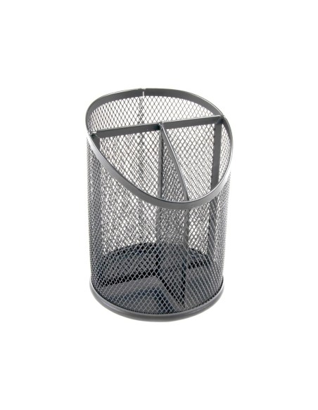 CUBILETE PORTALAPICES Q-CON.METAL REJILLA PLATA 3 COMP.110 X 147MM