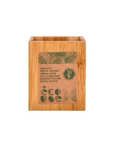 CUBILETE PORTALAPICES  BAMBU 100% NATURAL ECOUSE CUADRADO 80X80X100MM CUBILETE PORTALAPICES  BAMBU 100% NATURAL ECOUSE CUADRADO 80X80X100MM