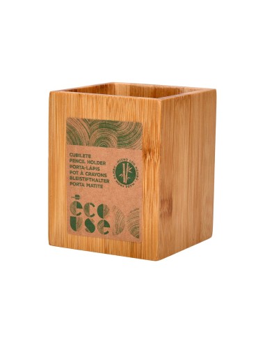 CUBILETE PORTALAPICES  BAMBU 100% NATURAL ECOUSE CUADRADO 80X80X100MM CUBILETE PORTALAPICES  BAMBU 100% NATURAL ECOUSE CUADRADO 80X80X100MM