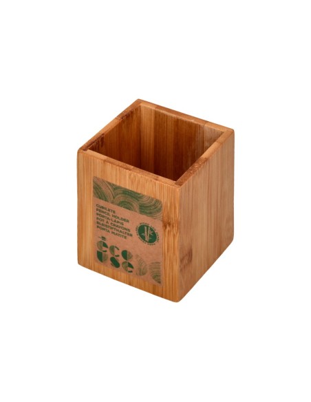 CUBILETE PORTALAPICES  BAMBU 100% NATURAL ECOUSE CUADRADO 80X80X100MM CUBILETE PORTALAPICES  BAMBU 100% NATURAL ECOUSE CUADRADO 80X80X100MM