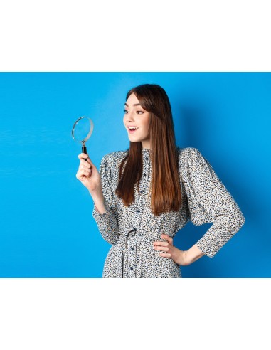 LUPA CRISTAL ARO METALICO MANGO NEGRO W-104 75 MM