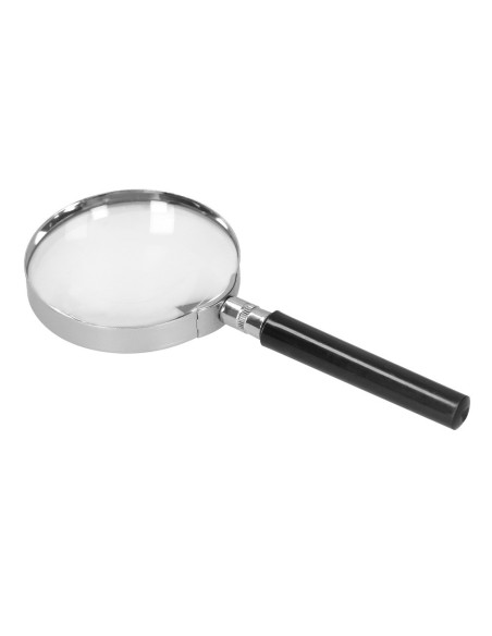 LUPA CRISTAL ARO METALICO MANGO NEGRO W-104 75 MM