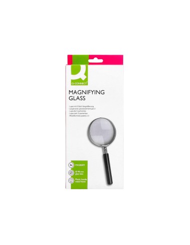 LUPA CRISTAL ARO METALICO MANGO NEGRO W-105 89 MM