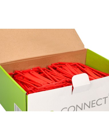 ENCUADERNADOR FASTENER Q-CON.PLASTICO D-CLIPS COLOR ROJO CAJA 100 UDS