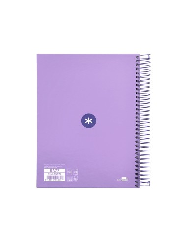 CUADERNO ESP. ANTARTIK A5 T.FORRADA 5MM 5B 6T.120H.100GR. LAVANDA