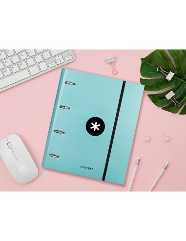 CARPETA RECAMBIO SOLAPA ANTARTIK A4 5MM FORRADA 4AN.40MM MENTA