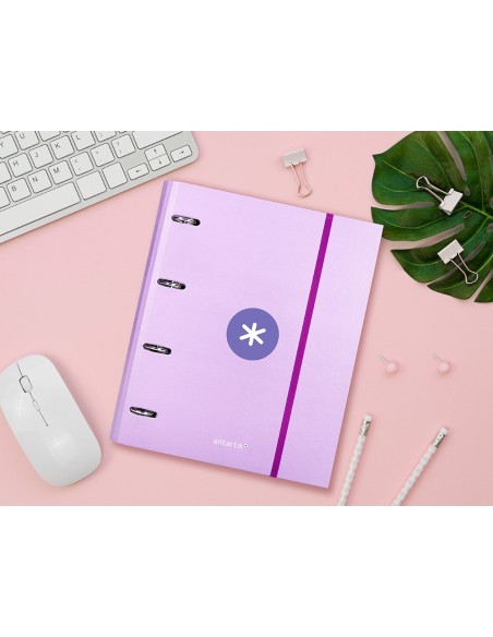 CARPETA RECAMBIO SOLAPA ANTARTIK A4 5MM FORRADA 4AN.40MM LAVANDA