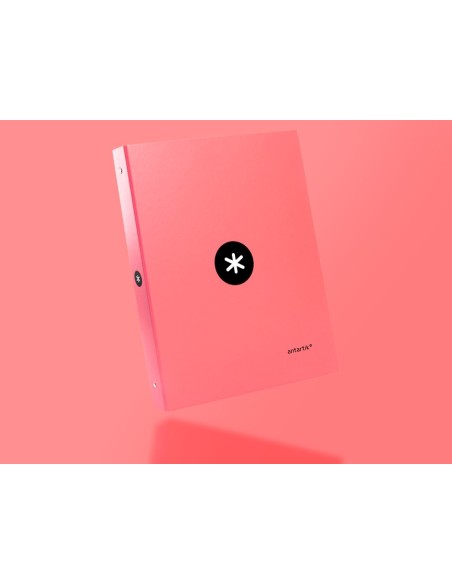 CARPETA ANTARTIK A4 FORRADA 4 ANILLAS 25MM REDONDAS CORAL