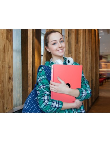 CARPETA ANTARTIK A4 FORRADA 4 ANILLAS 25MM REDONDAS CORAL