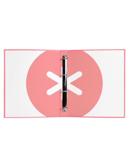 CARPETA ANTARTIK A4 FORRADA 4 ANILLAS 25MM REDONDAS CORAL