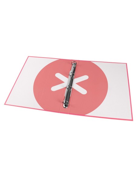 CARPETA ANTARTIK A4 FORRADA 4 ANILLAS 25MM REDONDAS CORAL
