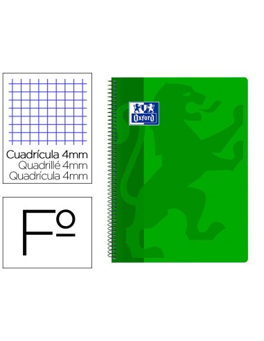 CUADERNO ESP. OXFORD SCHOOL FL. T.PP. 4MM 80H 90GR. VE.