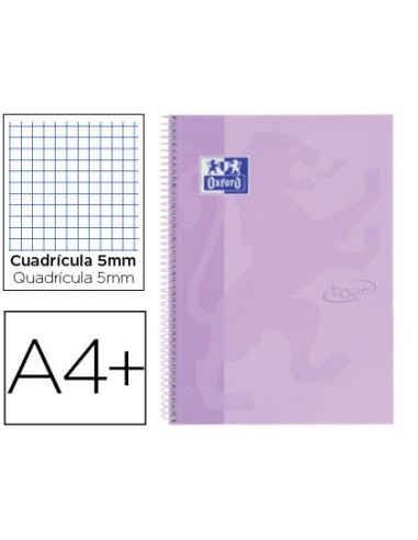 CUADERNO ESP. OXFORD SCHOOL A4+ T.EXTRA 5MM 80H. 90GR. MALVA PASTEL