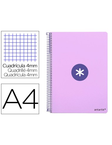 CUADERNO ESP.A4 ANTARTIK T.DURA 80H 100GR 4MM MARGEN LAVANDA