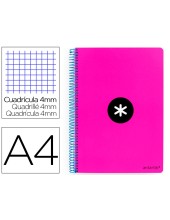 CUADERNO ESP.A4 ANTARTIK T.DURA 80H 100GR 4MM MARGEN ROSA FLUOR